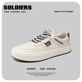 Zapatos de lona blancos de punta redonda y estilo grande para hombre
